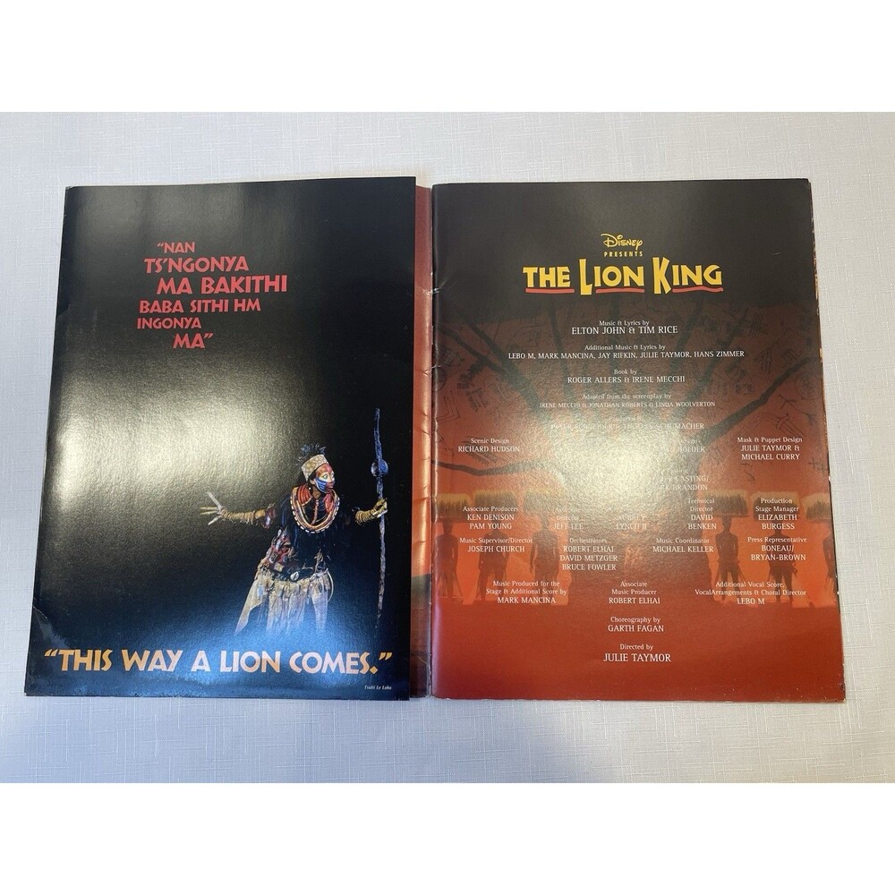 Disney THE LION KING Broadway Musical Souvenir Program Book & Casting Guide 1997 - Picture 6 of 16